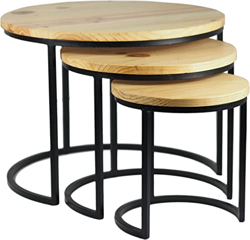 Craft&Style Runde Satztische Couchtische Sofatische Beistelltische 3er Set...
