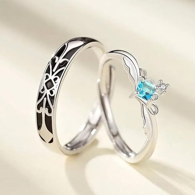 Image of Luxury look Couple Rings for Men & Women | Matching Love Promise Rings | Stylish Adjustable Band Rings | Romantic Gift for Couples