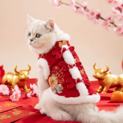 Disfraz Lunar Año Nuevo para Gato y Perro Pequeño Rojo Large