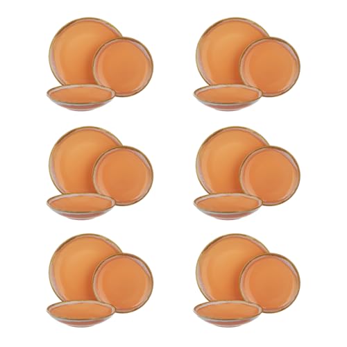 Servicio 18 platos terracota naranja Ocean