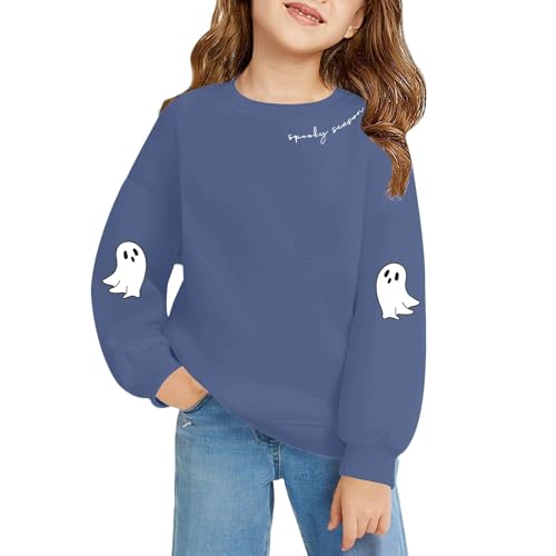Teen Girls Crew Neck Sweatshirts Halloween Cute Ghost Pullover Sweater Kids Knit Cuffs Long Sleeve Sweatshirts Clothes3