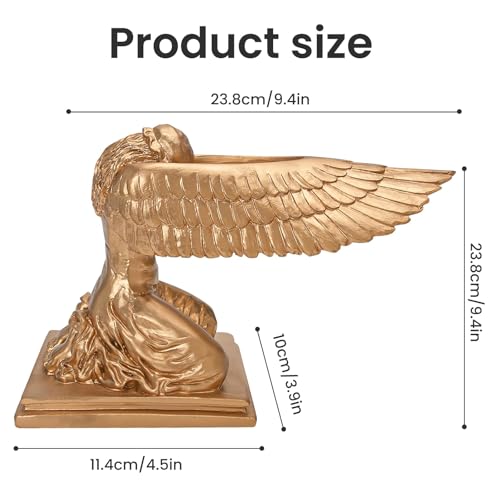 Estatua de Ángel Arca Arrodillado 2 Piezas Resina Decorativa Dorada miniatura 3