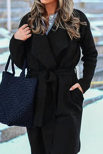 Angerella Women's Casual Long Sleeve Draped Open Front Knit Long Cardigan Sweater Outwear Coats with Pocket2