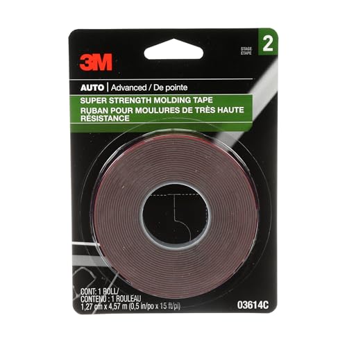 Image of 3M Scotch-Mount Automotive Molding Tape, Super Strength Double-Sided Adhesive, 1 /2 Inch x 15 Ft per Roll (Pack of 2) - for Car Trim, Emblems, Moldings