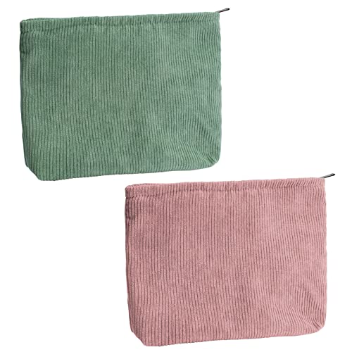 Kleine Kosmetiktasche 2 Stück Cord Stoff Kulturtasche mit Reißverschluss,...