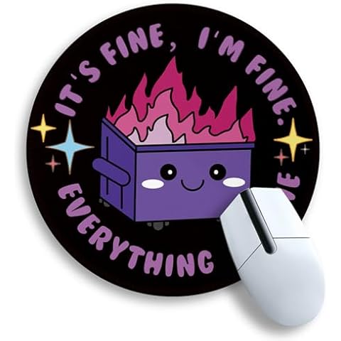 Gctriki Dumpster on Fire Mouse Pad, Cute Round Mouse Pads for Desk, Funny Purple Dumpster Mousepad for Laptop Gaming, Stitched Edge Non-Slip Rubber Base, Cute Office Desk Accessories Decor for Women Cover