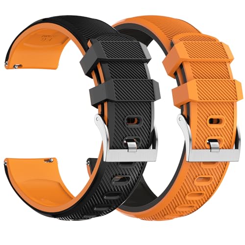 Fullmosa 2 Stück Uhrenarmband 20mm Silikon Armband Kompatibel mit Garmin Vivoactive 6/5/3 Samsung Galaxy Watch 7/6/5/4 40/44mm Schnellverschluss Ersatzband mit Secure-Lock Fixierschlaufe