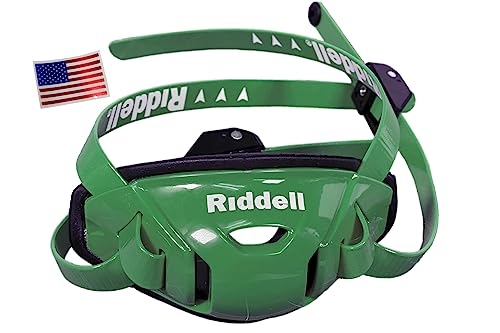 Riddell SpeedFlex Hard Cup Cam-Loc Chinstrap + Chrome US Flag Helmet Decal (Small, Kelly Green)