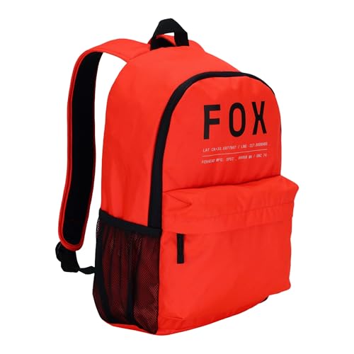 Fox Racing Mochila de limpeza, bolsa escolar e urbana fina para uso diário com capa para laptop, bolso para garrafa de água e alças ajustáveis, vermelho fluorescente