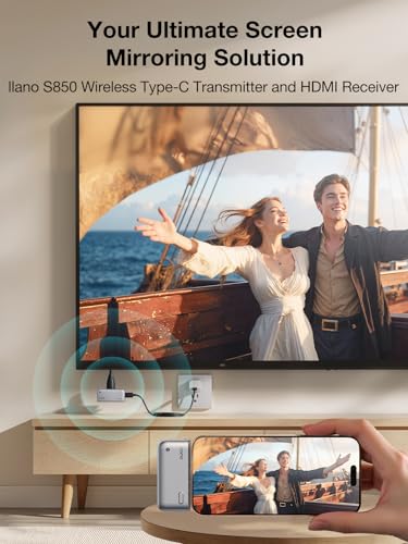 Image of llano S850 Upgraded Type-C Wireless HDMI Transmitter and Receiver, 50M, Ultra 4K Decode Input 1080P@60Hz Output, Plug&Play 5G+2.4G and Audio for Phone /Tablet /Laptop /PC to Monitor /Projector /TV Box