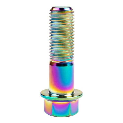 Image of Titanium Bolt M12 30 35 40 45 50 55 60 65 70 75 80 85 90mm Hex Small Flange Head for Motorcycle Car Modification Pack of 4 (M12x40mm Pitch 1.5, Multicolored)