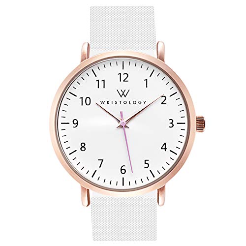 Wristology Numbers Womens Nurse Watch In Rose Gold - Interchangeable White Silicone Band Watch For Nurses Large Easy Read Analog Watch With Second Hand For Women, Men, Girls, Nurses, Teachers, Swr001 #TOP22