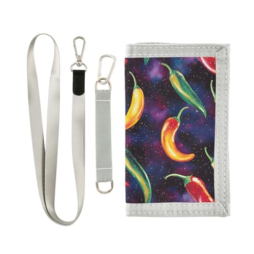 FOLIOSA Kids Wallet for Boys Girls Pepper Pattern Print Youth Wallet with Zipper Pocket Card Holders, Novelty Wallet 4.9×2.9 in