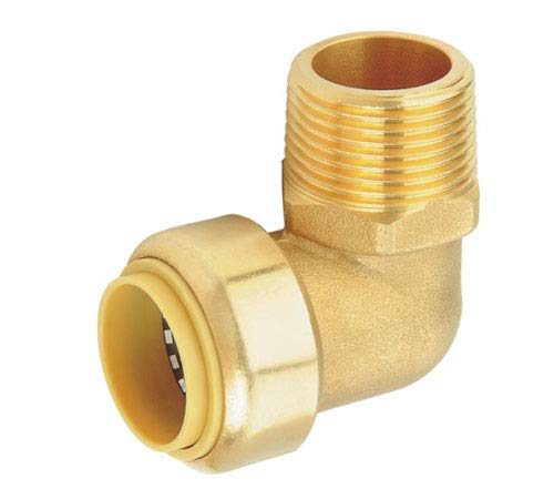 3/4 inch Brass Push Fit Style x 3/4 inch Male Pipe Thread Elbow, DZR, Lead Free, Push-to-Connect, PEX, Copper, CPVC, PE-RT by Provizio Supply