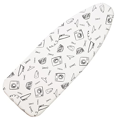 Image of Seiritex Wide Ironing Board Cover and Pad 18 x 49 inch Heat Reflective with Hook and Loop Fasteners, Thick Padding with Elasticized Edges, 3 Layers Iron Board Cover (White)