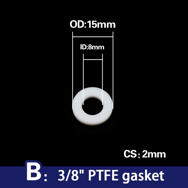 Płaskie uszczelki gumowe, Płaska uszczelka podkładki PTFE do kranu i węża, opakowanie 10 sztuk białych 1/4 2 cali(1.5 inch)
