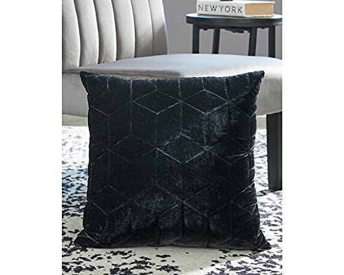 Signature Design By Ashley Darleigh Faux Velvet Geometric Throw Pillow, 20 X 20 Inches, Black #TOP1
