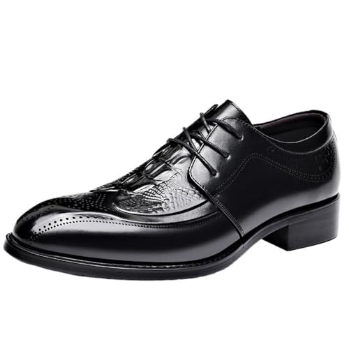 Men's Lace up Derby Dress Shoes Genuine Leather Crocodile Pattern Business Formal Comfortable Soft Breathable Office Wedding Work Footwear