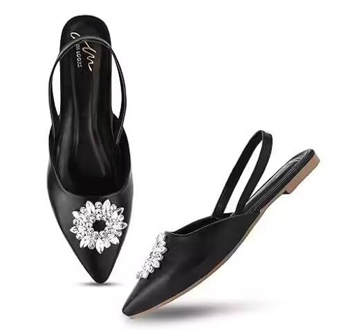 Elite Women Canvas Flats | Stylish Slip-On Ballerina Shoes for Women & Girls Comfortable Ballerina Shoes Black 4-image-49