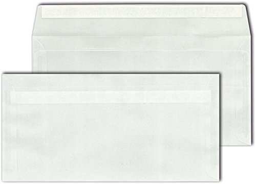 Briefhülle Kuvert Transparenthülle, lang, ohne Fenster, 80g/qm, transparent