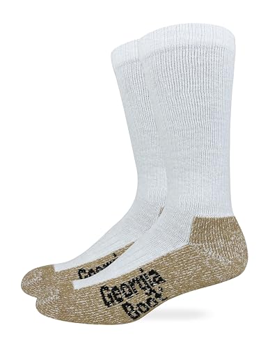 Georgia Boot Mens Ultra Dri Cotton Year Round Boot Socks 2 Pair Pack (US, Alpha, Large, Regular, Regular, White)