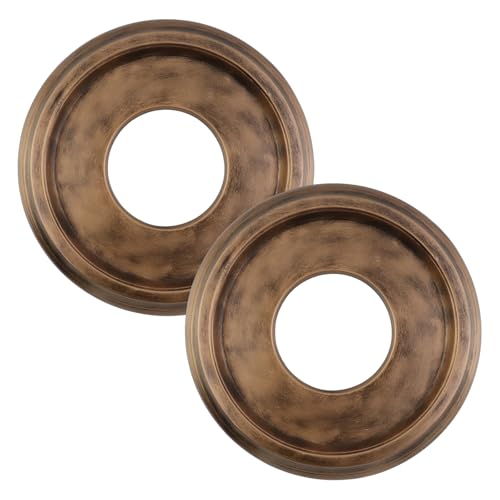 Image of PU Ceiling Medallions 2Pcs, 9.8 Inches x 3.86 Inches, Bronze Tone | Whole Cover Type, Fits 3.86 Inches Canopy, European Vintage Carving Style, Synthetic Foam Construction for Easy Installation