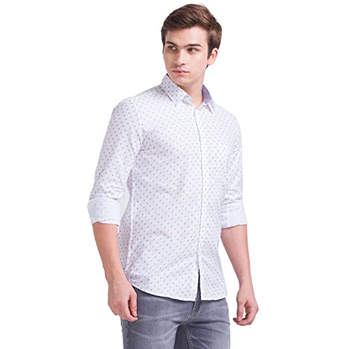 Image of Parx Men's Full Sleeve Slim Fit White Casual Shirt