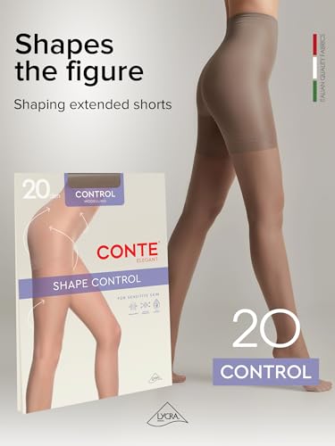 Image of Conte Women's Nude Body Shaping Sheer Compression Pantyhose Tights - Control