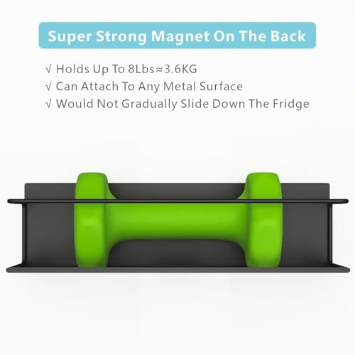 Image of Magnetic Spice Rack For Refrigerator, Space Saving Magnetic Shelf For Fridge Black 2 Pack With Magnetic Paper Towel Holder