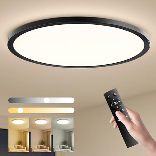 Plafon LED teto regulável 24 W 3000K-6500K 2760LM Ø 23 cm IP44 ultra-fino 21 mm com controlo e aplicação Bluetooth, candeeiro de teto para quarto, cozinha sala de estar casa de banho (regulável/3000