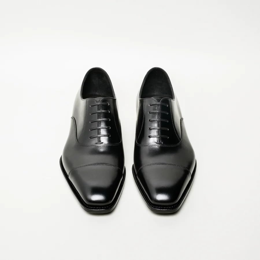 Image of The Royale Peacock Black Leather Toecap Oxford Formal Shoes for Men