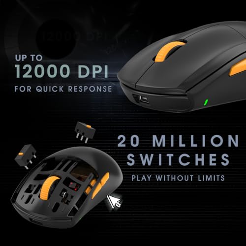Image of Cosmic Byte Atlas Tri-Mode Gaming Mouse with 12000 DPI PixArt PAW3311 Sensor, 1000Hz Polling Rate, 57g Lightweight, PTFE Feet, Paracord Cable, 20M Clicks, 500mAh Battery (Black)