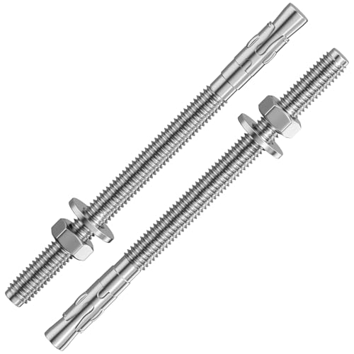Wensilon 30Pcs 5/16x5 Inch Standard Fasteners for Heavy-Duty 304 Stainless Steel Wedge Anchors for Cement and Concrete