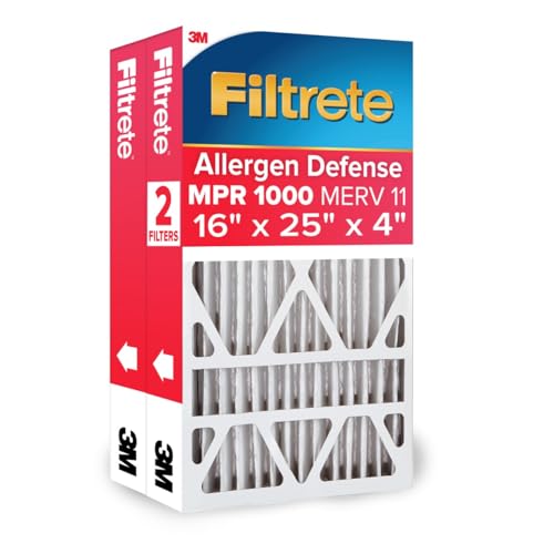 Filtrete 16x25x4 Air Filter MERV 11, MPR 1000 Micro Allergen Defense 2-Pack, Fits Lennox & Honeywell, AC Furnace HVAC Filters for Home, Pleated Electrostatic (Actual Size 15.88x24.56x4.31 in)