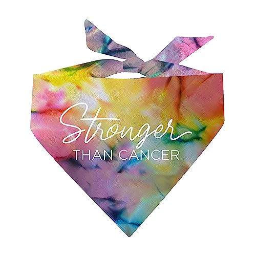 Stronger Than Cancer Dog Bandana | 100% Cotton | Made in USA | Gift for Cancer Fighters & Supporters | Cancer Awareness | Rainbow Scrunch One Size (1020)
