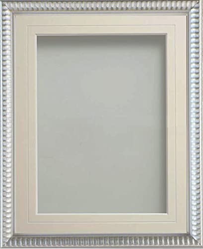 Frame Company Grantham Silver 8x8 Frame With Ivory V-Groove Mount For Image 5x5inch *Choice of Sizes* Fitted with Real Glass — image 1