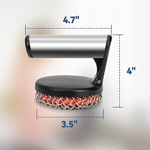 Image of Skyflame Stainless Steel Chainmail Cleaner with Handle | Chain Structure, Cast Iron Cookware, Pans, Skillets and Grills Cleaning Accessory
