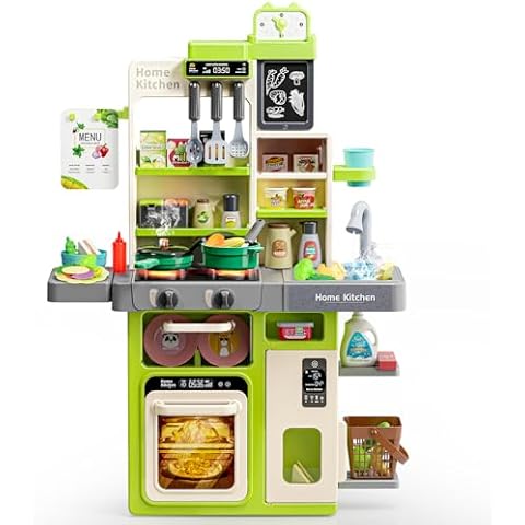 Letapapa Kids Pretend Play Kitchen Set, Kitchen Toys with Realistic Sound & Light, Cooking Stove, Sink, Play Food and Kitchen Accessories, Pretend Kitchen Playset Gifts for Toddlers Girls Boys Cover
