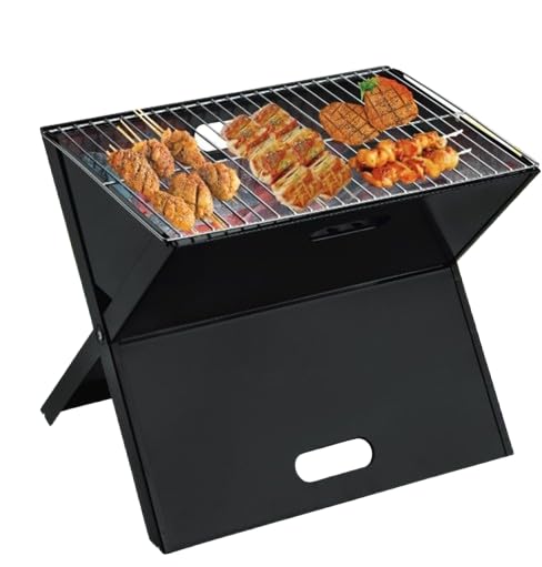 Rammento 42cm Black Foldable Mini BBQ Grill with Carry Case