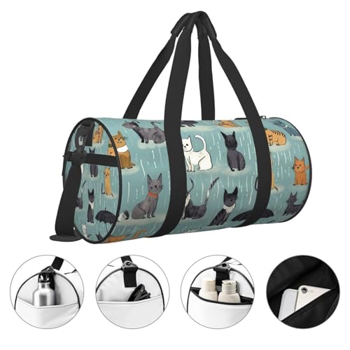 Travel Duffel Bag Sports Gym Bag With Shoes Compartment,Lightweight Overnight Weekender Bag Raining Cats & Dogs Yoga Gym Sports Bag For Men Women4