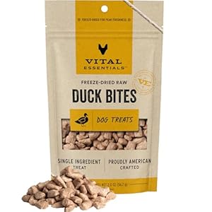 Vital Essentials Freeze Dried Raw Whole Animal Dog Treats, Duck Bites, 2 oz