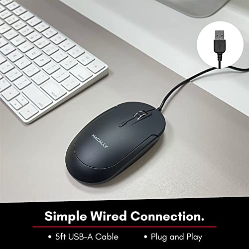 Macally Backlit Compact Keyboard and a Wired Computer Mouse, Sleek Black