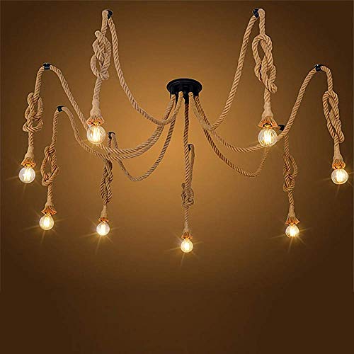 Lustre en corde de chanvre vintage style American Country pour bar et café