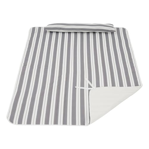 Lazy Daze Hammocks 2 Person Hammock Pad and Pillow Set Double Polyester Quilted 78 x55 Replacement Pad for Rope Hammock Light Grey Stripes
