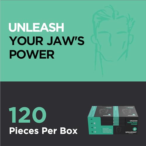 MASS GUM Tough Chewing Gum - Spearmint - Jawline Exerciser - Hard Gum - 10 Packs of 12 Pieces (120 Total Pieces)