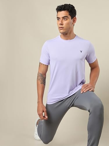 Image of TECHNOSPORT Men's 100% Polyester Slim Fit Solid Short Sleeve T-Shirt for Gym, Workout, Sports and Regular Use - Pack of 2