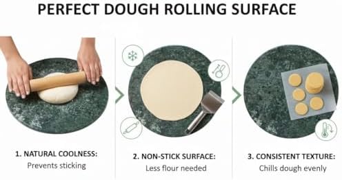 Round Green Marble Serving Board | Natural Stone Platter for Cheese Fruits and Snacks | Elegant Kitchen and Dining Serveware | 30 cm Diameter