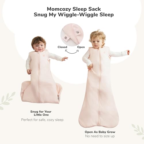 Image of Momcozy Sleep Sack for Baby 0-6 Months, 1.5 TOG Baby Wearable Blanket with Supportive Plush Filling, Two-Way Zipper for Easy Diaper Changes, Snap-Fit Design for Growing Babies, Small, Pink