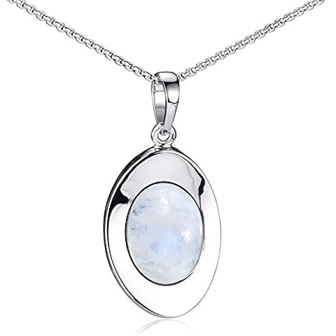 Materia Moonstone Pendant Necklace with Chain Cover