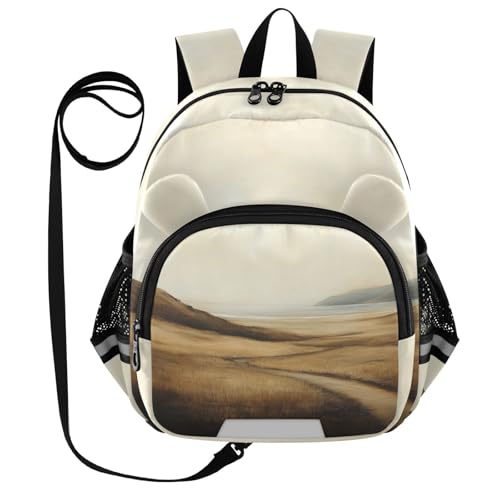 Coastal Path Field Beige Toddler Harness Backpack for Boys Girls 3-6 Years Kids Backpack with Anti Lost Safety Leash Child Leash Backpack for Preschool Travel Walking